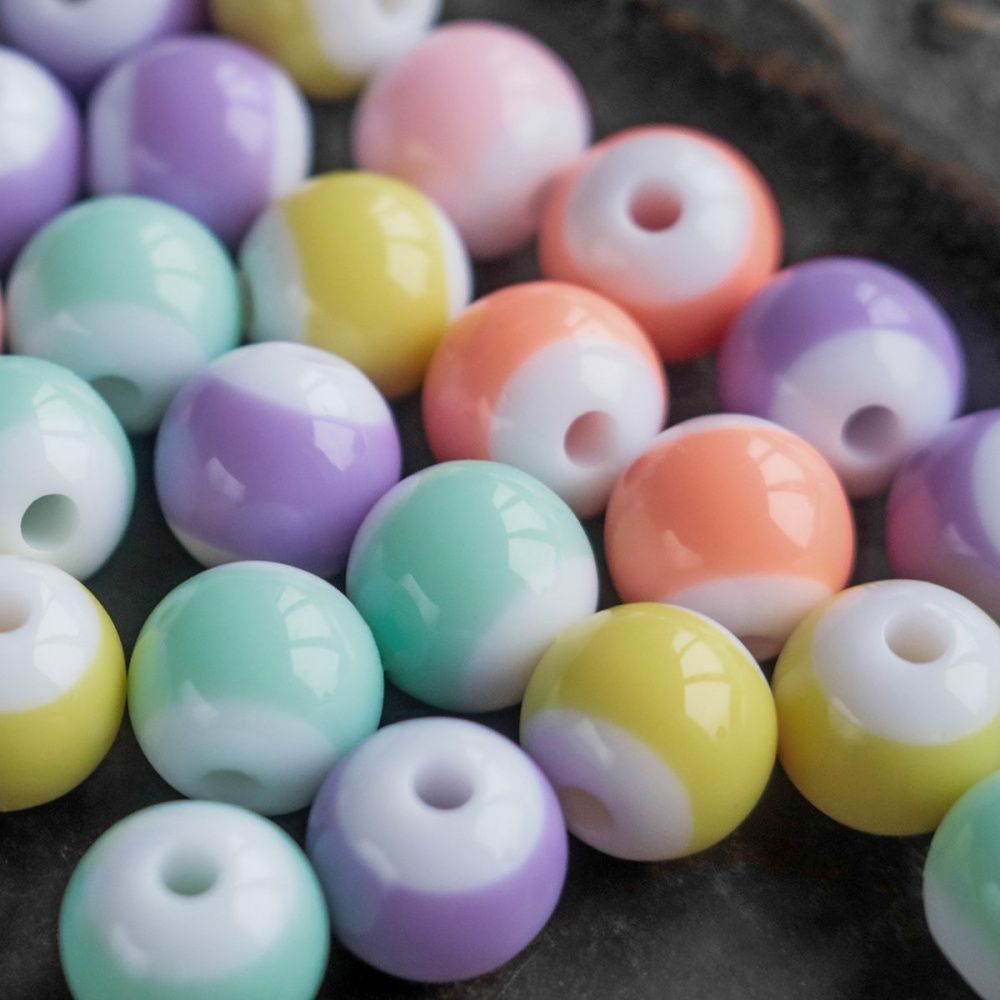 бусина, акрил "полу-пастель", цветовой микс, 12 мм