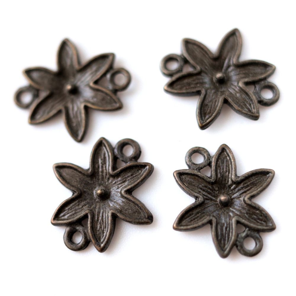 коннектор "цветок", цвет античная бронза, 18х14х2 мм