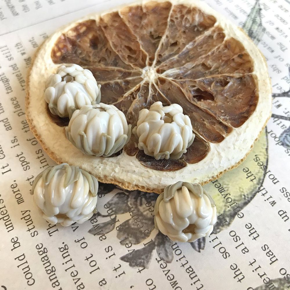 бусина, мурано "клевер", айвори, 22х15 мм