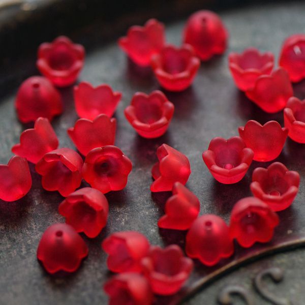 бусина, акрил "ландыш", цвет красный матовый, 10х6 мм