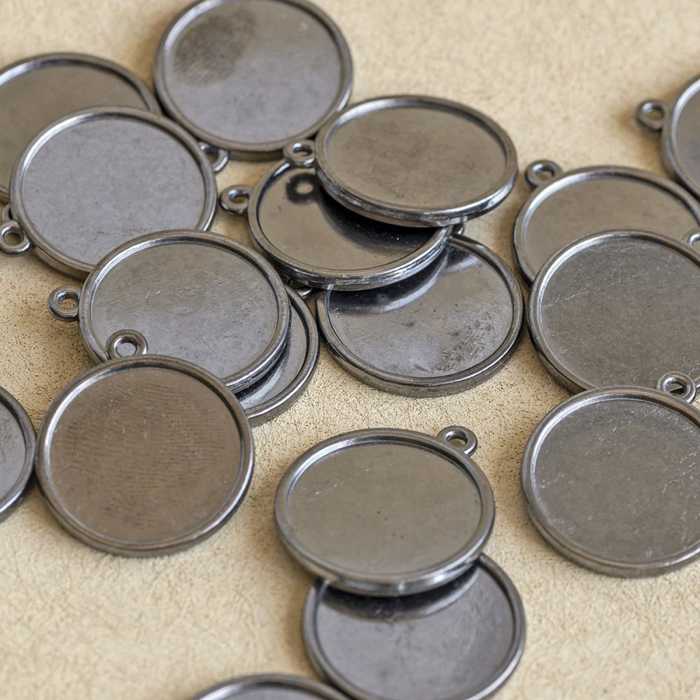 сеттинг круглый "слайс", цвет черный, 29х25х2 мм