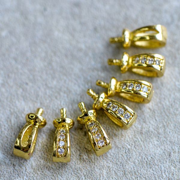 бейл "гвоздик-адель", с цирконием, цвет золото, 9x4x3 мм