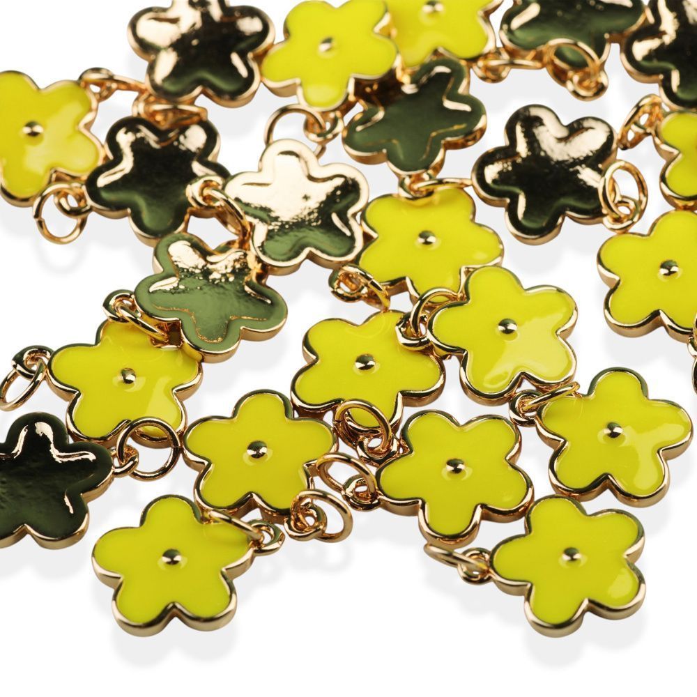 подвеска металл "незабудка", позолота/лимонный, 14.5x12x1.3 мм