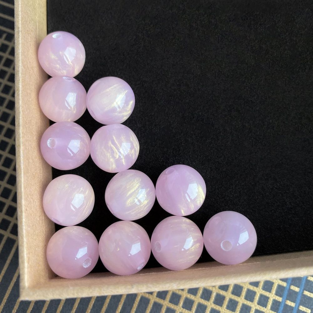 бусина, смола, имитация кошачьего глаза, цвет розовый, 12 мм