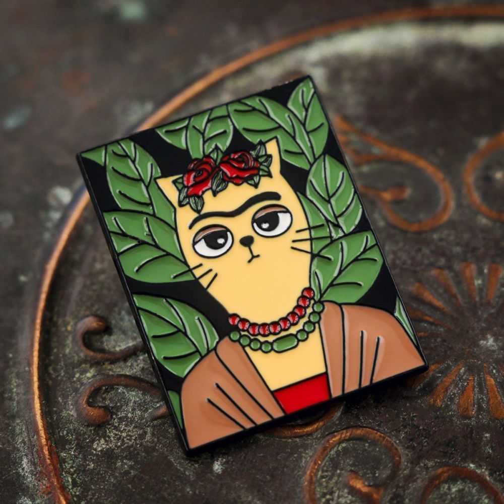 значок металл "фрида кэто", эмаль, цвет зеленый, 33x26x1 мм