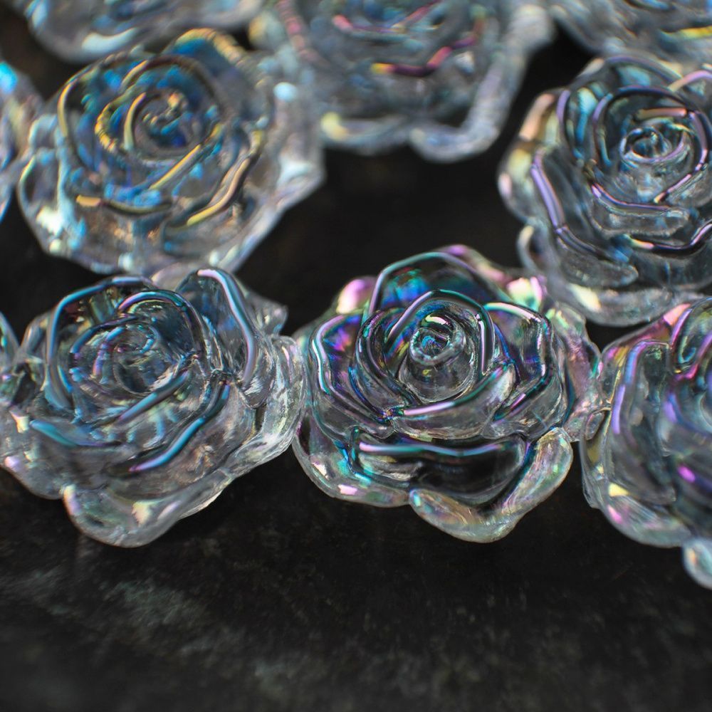 бусина-кабошон, акрил "роза", полупросверленная, цвет прозрачный, 15x16x6.5 мм