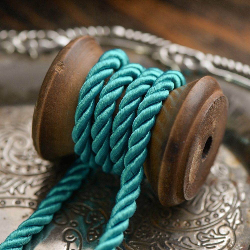 шнур витой из нейлона, цвет ярко-бирюзовый, 5 мм