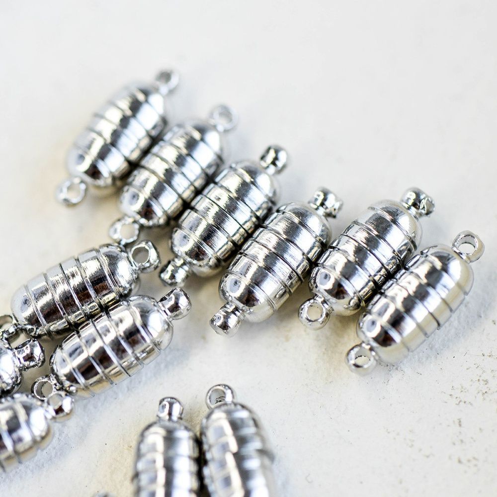 Замочки застежка магнитная "буллет", цвет платина, 15x5 мм