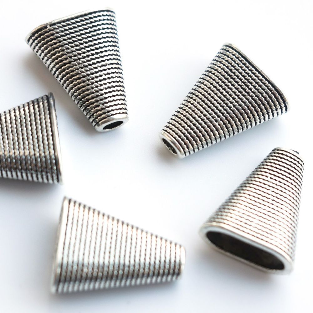 колпачок для бусин "файбер", цвет античное серебро, 23x19x9 мм