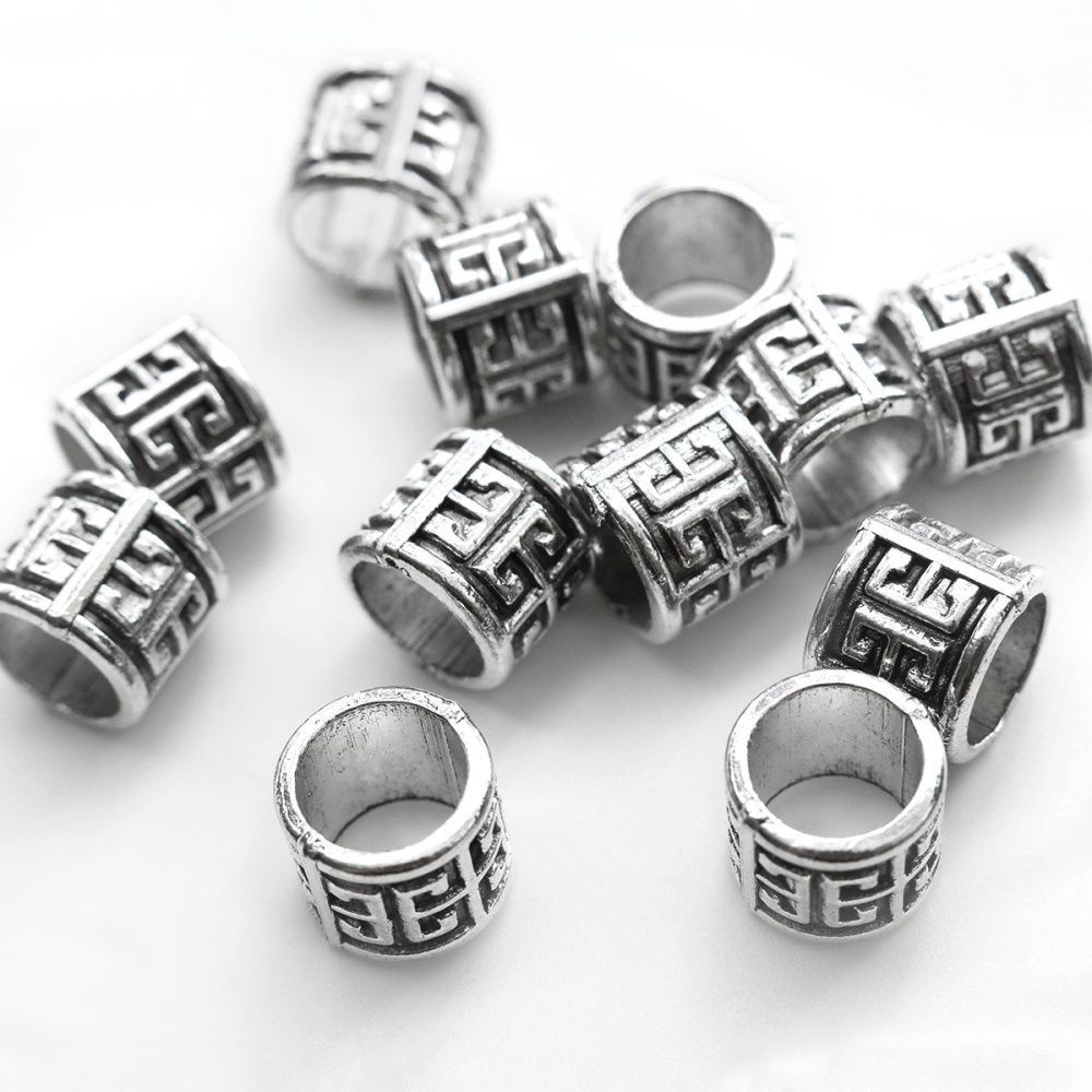 ес бусина металл "меандр", цвет античное серебро, 10x8.5 мм