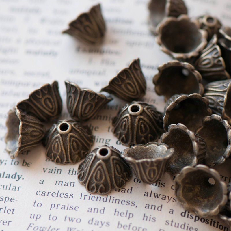 колпачок для бусин "марушин", цвет античная бронза, 15x10 мм