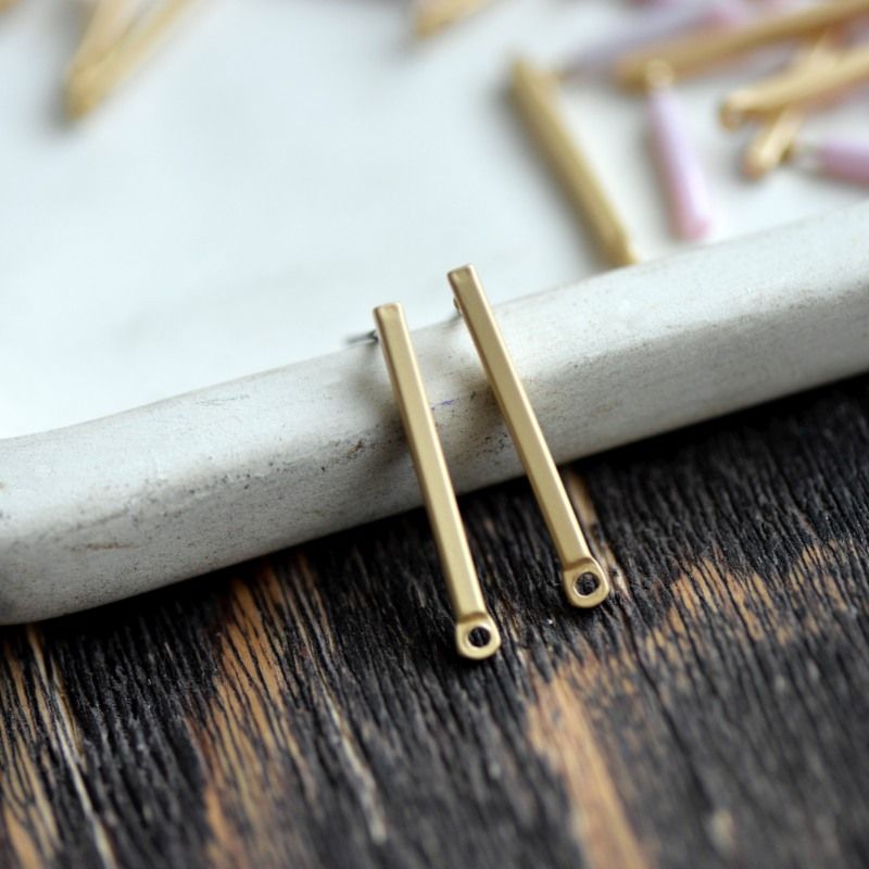 пуссеты "стик", цвет матовое золото, 25x3 мм