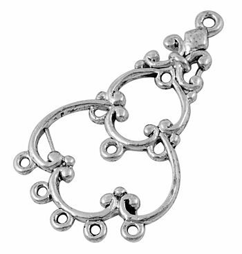 коннектор "барокко", цвет античное серебро, 35х19.5х2 мм