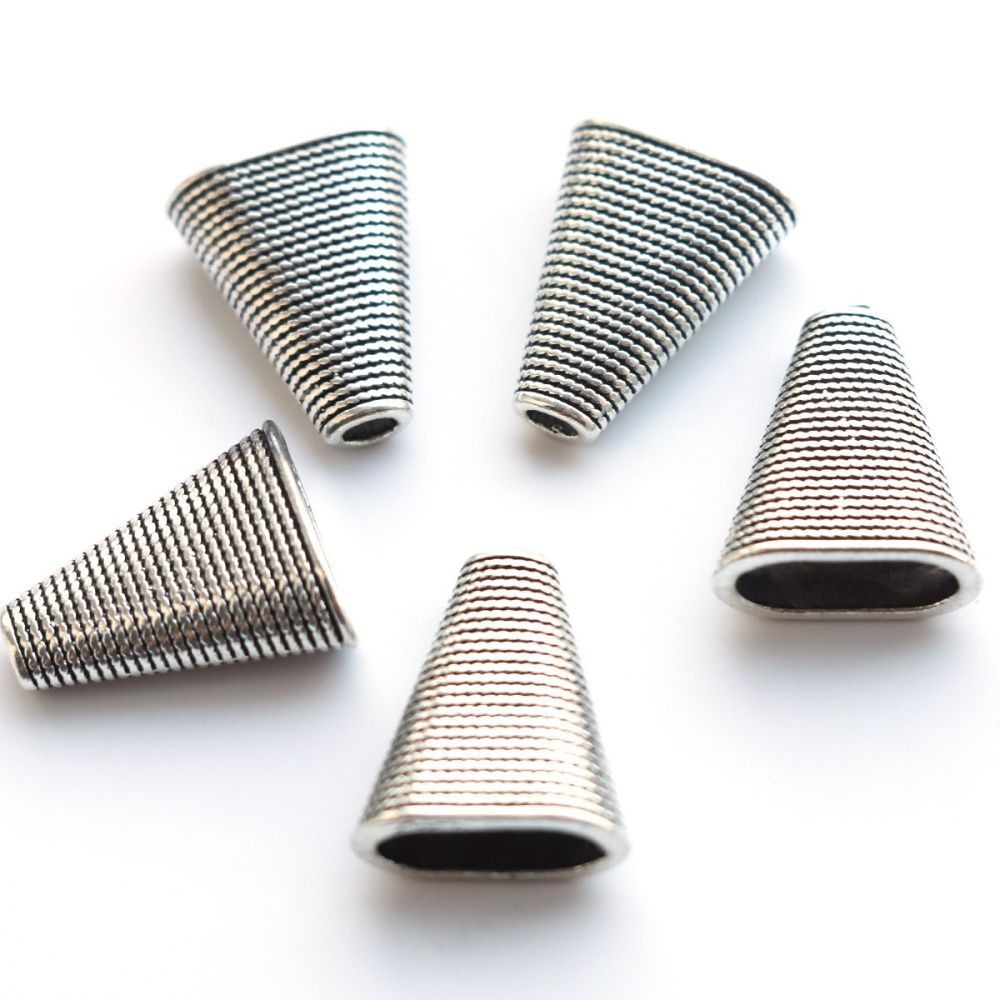 колпачок для бусин "файбер", цвет античное серебро, 23x19x9 мм