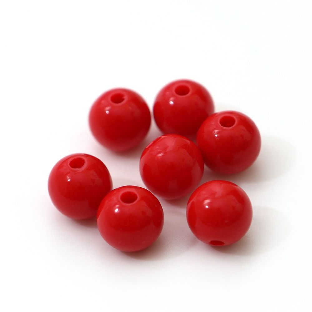 бусина, акрил 10, цвет красный темный, 10 мм