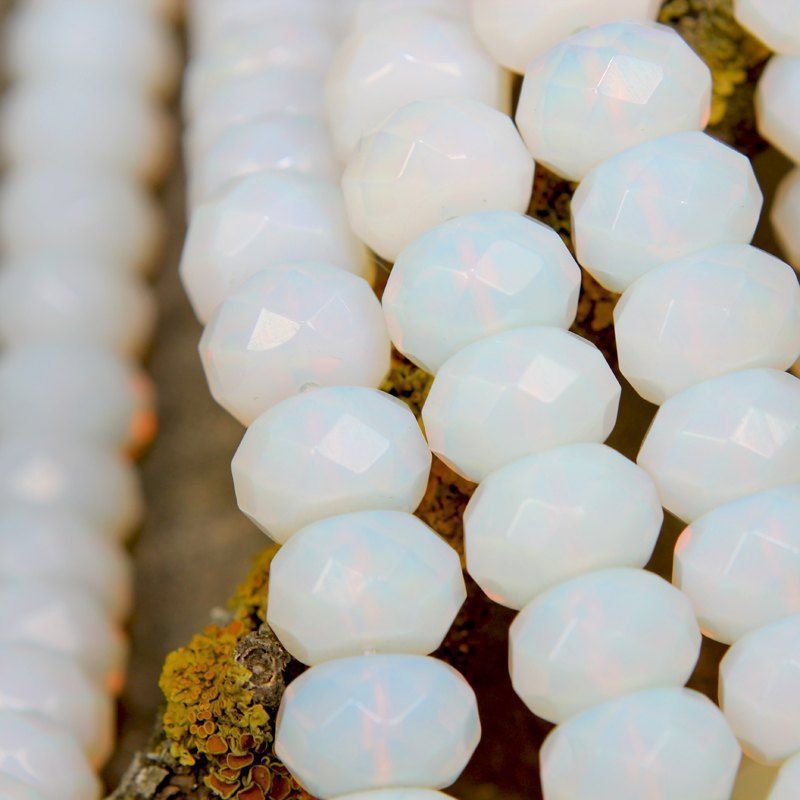 бусина имитация опала, абакус, цвет белый туман, 15х8 мм