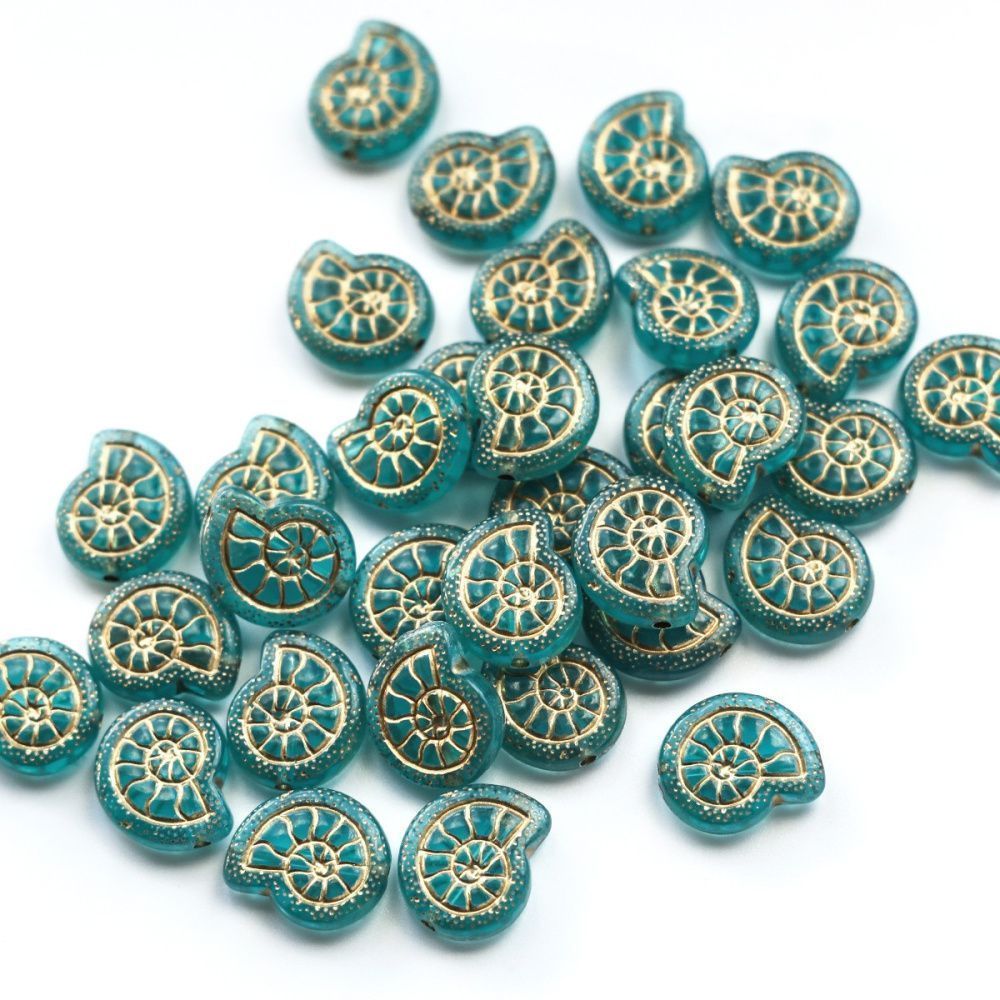 бусина, акрил "раковина", цвет бирюзовый, 18.3x15.5x5.5 мм