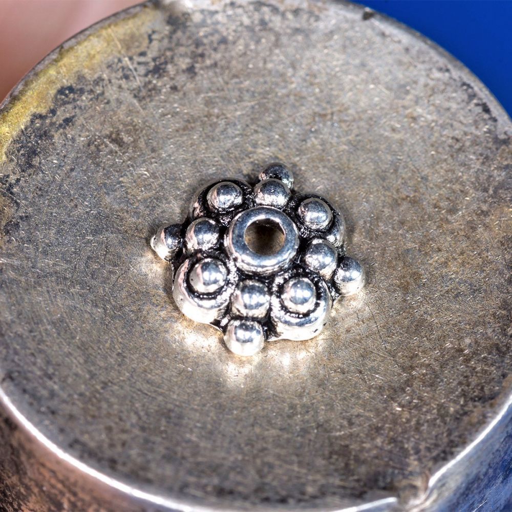 шапочка для бусин "заклепка", цвет античное серебро, 8х3 мм