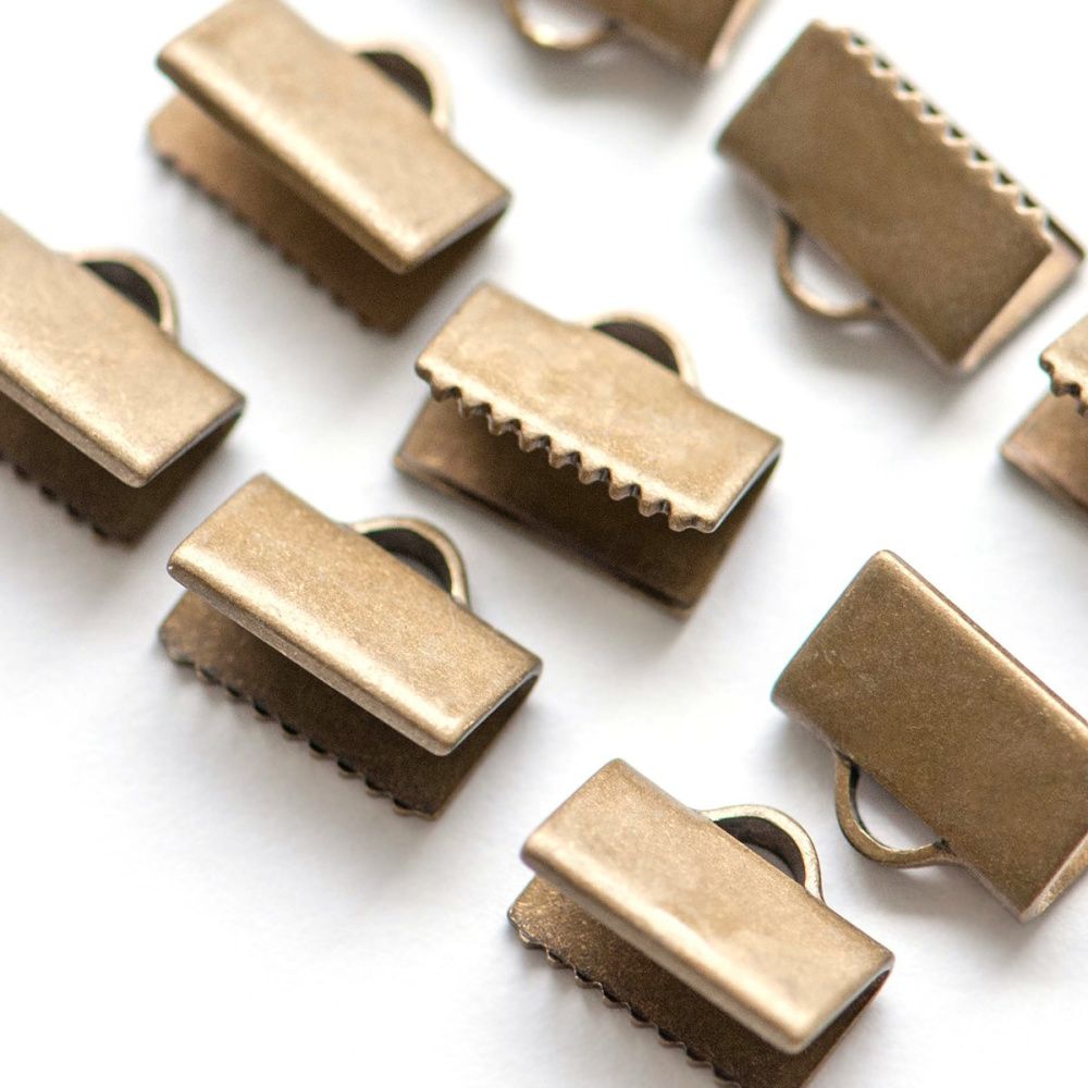 зажим для ленты, цвет античная бронза, 10х6 мм