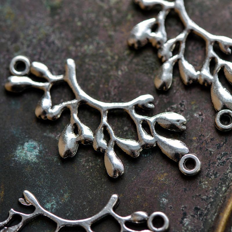 коннектор "веточка", цвет античное серебро, 38х17х2 мм 