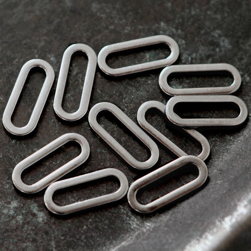 коннектор стальной "овал", цвет стальной, 16x6.5x1 мм