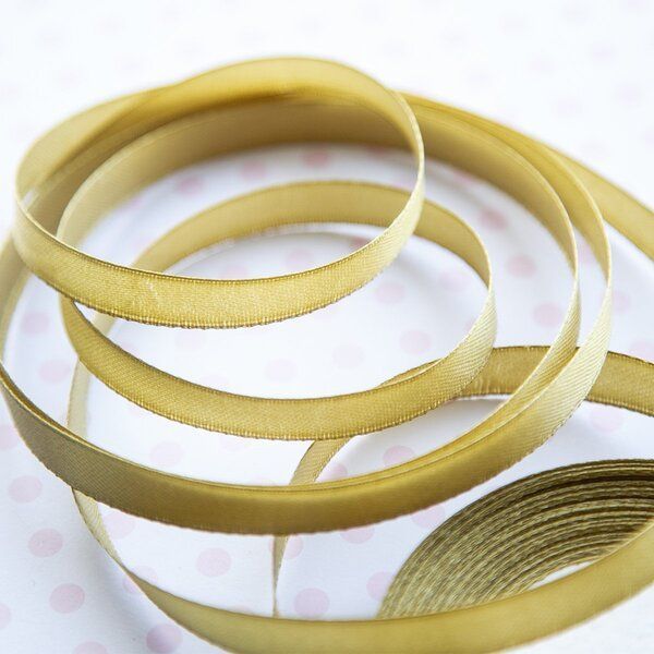 лента, атлас, цвет золотисто-зеленый, ширина 10 мм ленты