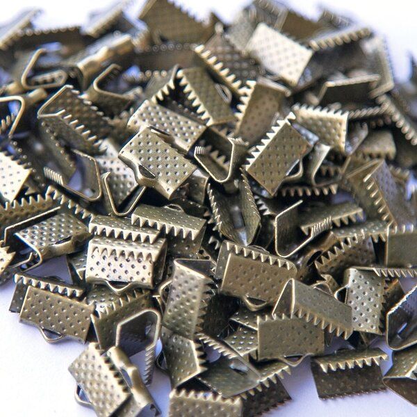 зажим для ленты, цвет античная бронза, 10x7 мм