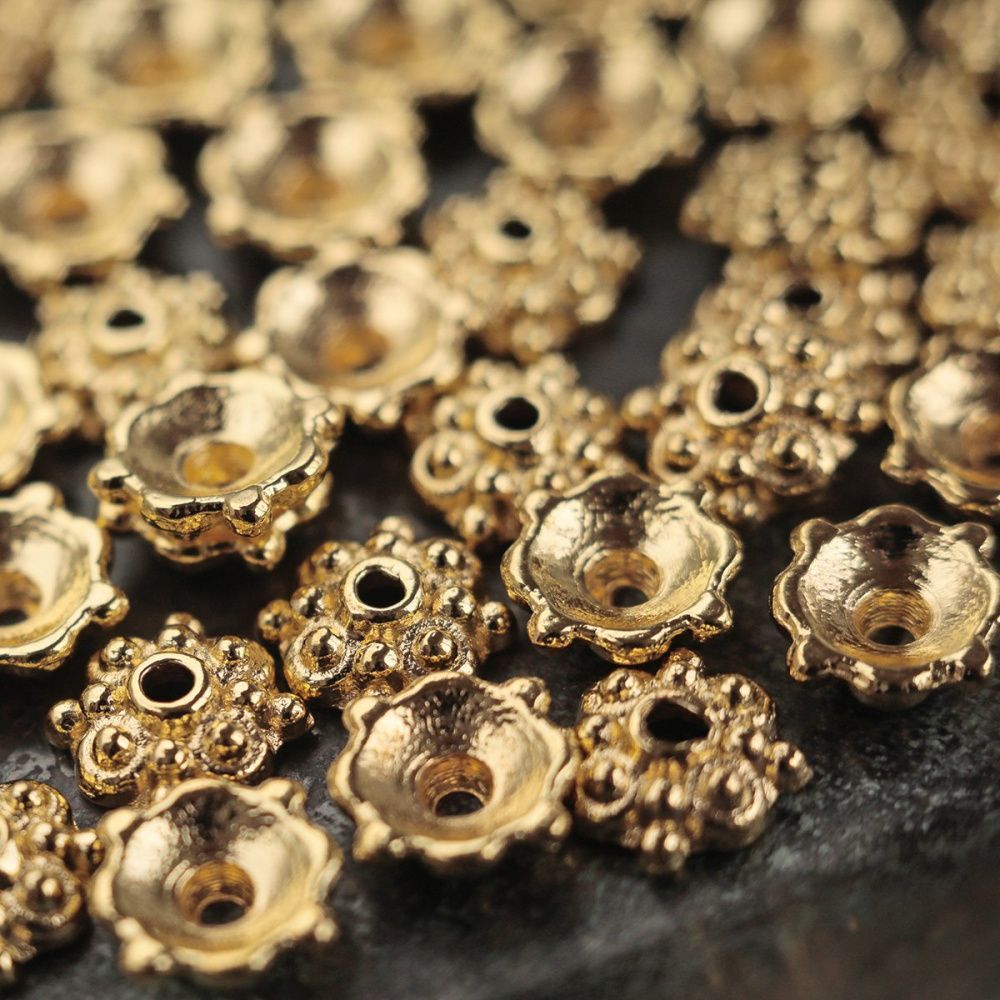 шапочка для бусин "заклепка", цвет золото, 8х3 мм