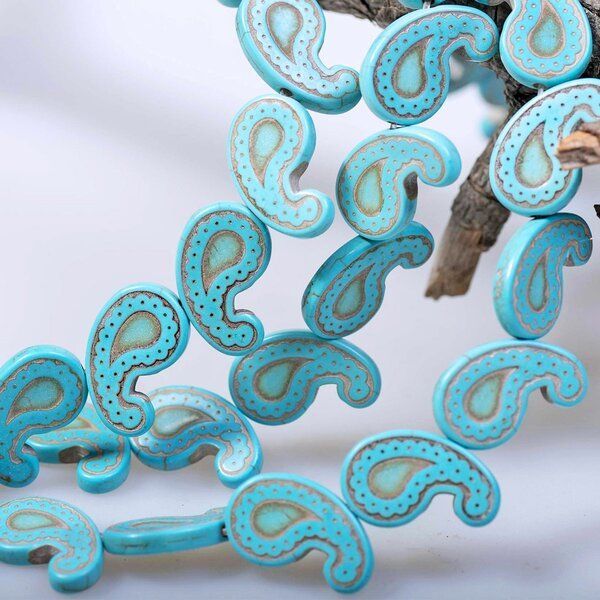 бусина бирюза синтетическая "пейсли", цвет бирюзовый, 14x2x12 мм