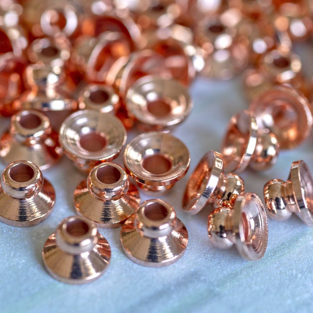 шапочка для бусин "белл", цвет розовое золото, 6х4 мм