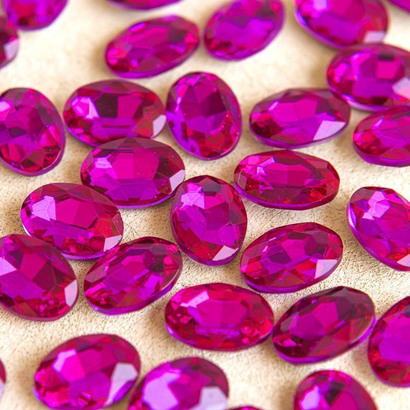 кабошон стекло кристалл, овальный, цвет rose, 14х10 мм