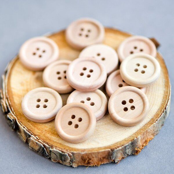 бусина-пуговица "натура", неокрашенное дерево, 20 мм