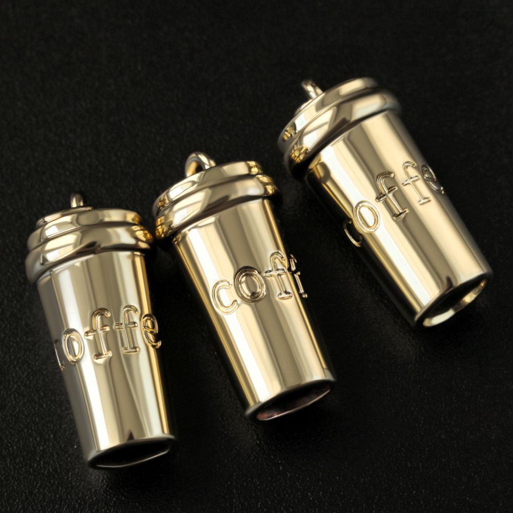 подвеска металл "стаканчик кофе", позолота, 22.5x10.5 мм