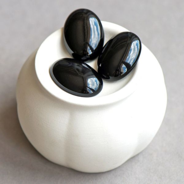 кабошон агат овальный, цвет черный, 25х18х6 мм