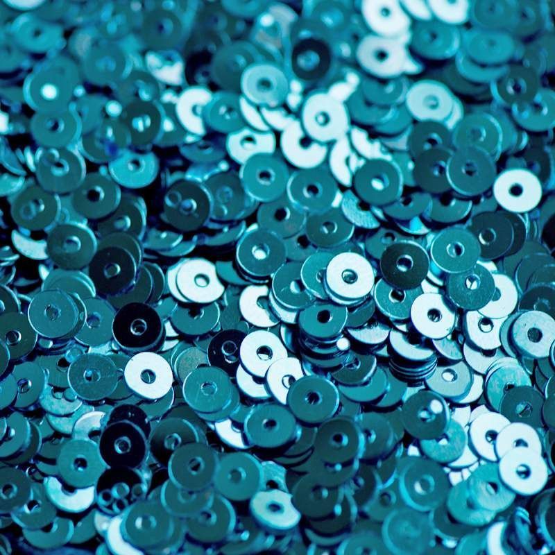 пайетки плоские, голубой зеркальный, 4 мм