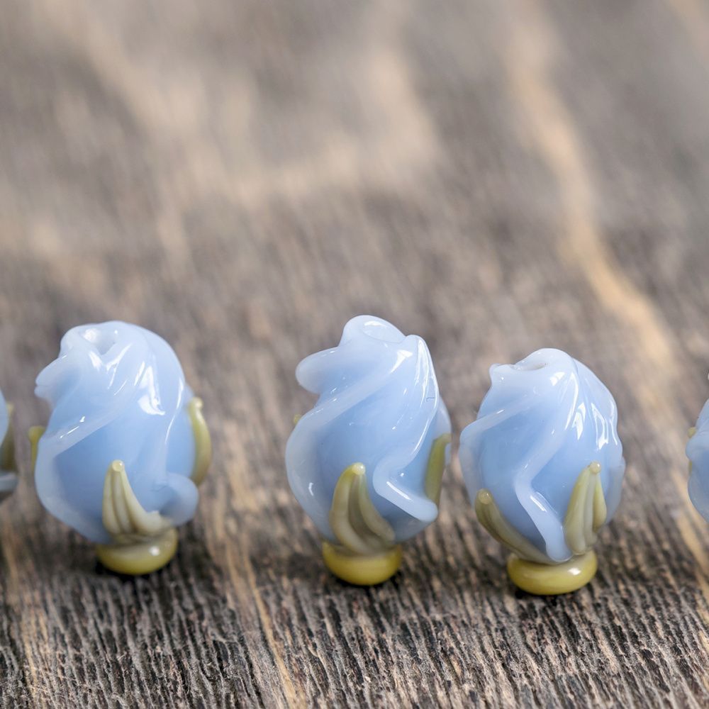 бусина, мурано "розовый бутон", барвинковый, 15-16х10-11 мм