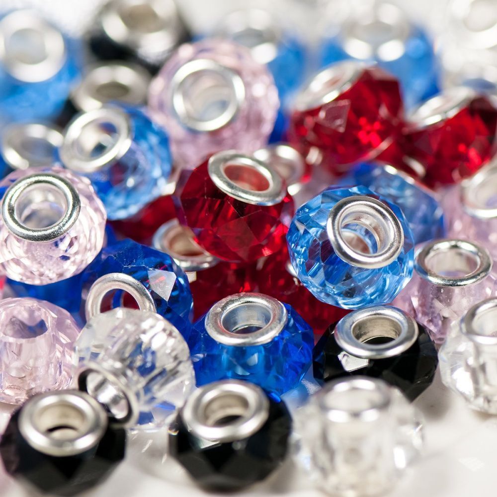 ес бусина граненая, стекло, цветовой микс, 14х10 мм