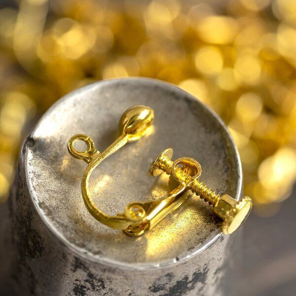 основа для клипс на винтах, цвет золото, 18х13х4 мм