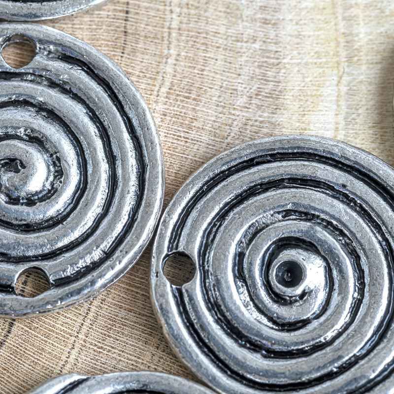 коннектор "спираль", цвет античное серебро, 20x1.5 мм