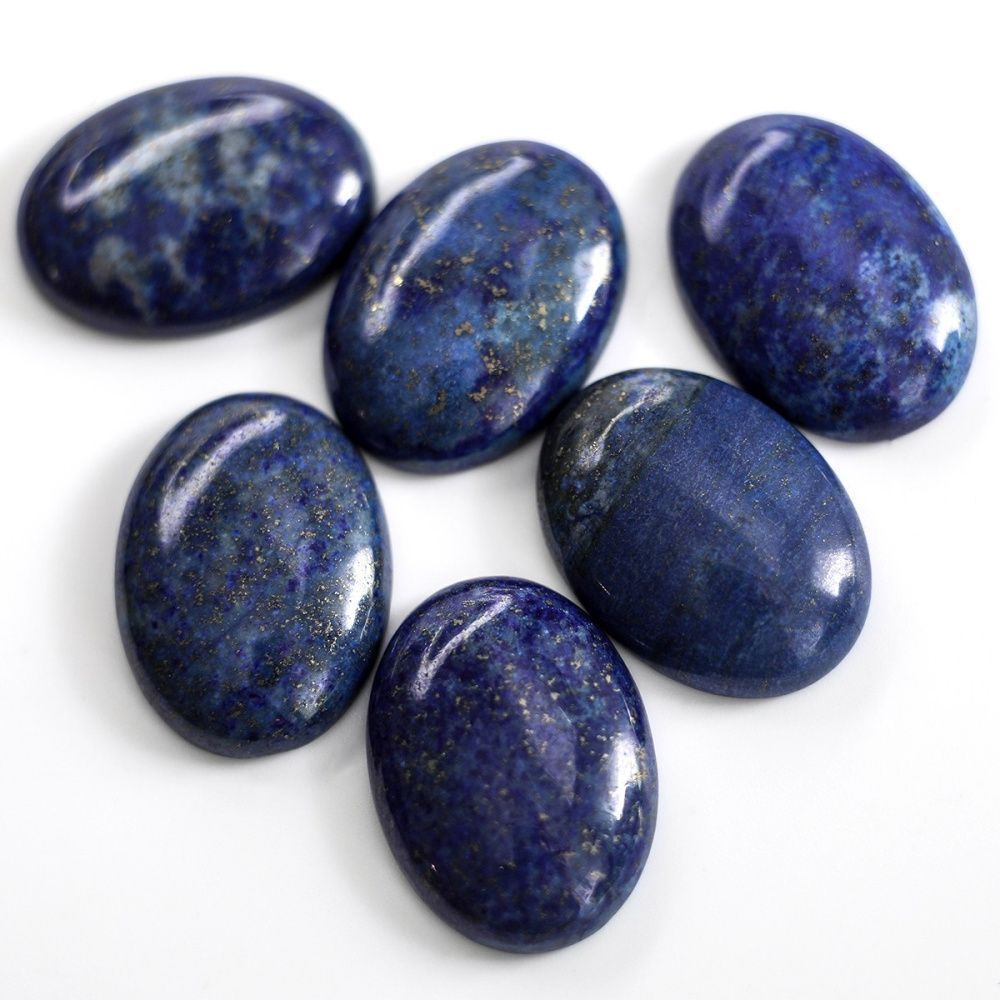 кабошон лазурит овальный, цвет синий,  30x22x7 мм