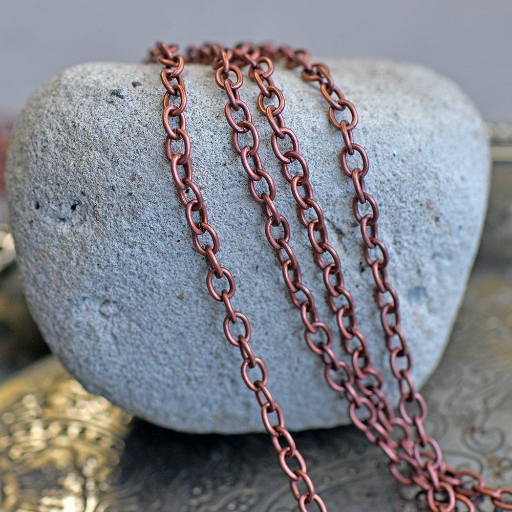 цепочка "кросс мини", цвет красная медь, звено 5.5x4x1 мм