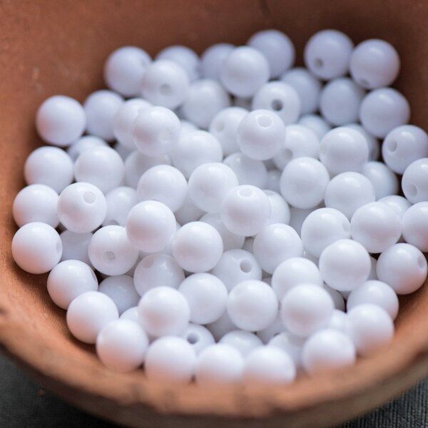 бусина, акрил 8, цвет белый, 8 мм