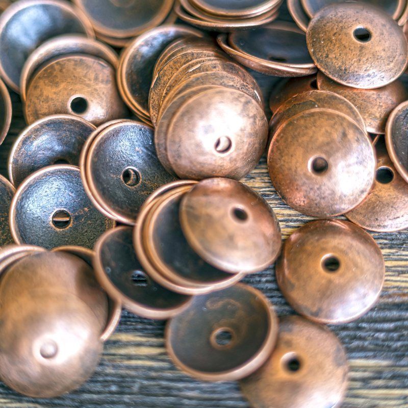 шапочка для бусин "натура", цвет медь, 13х1 мм