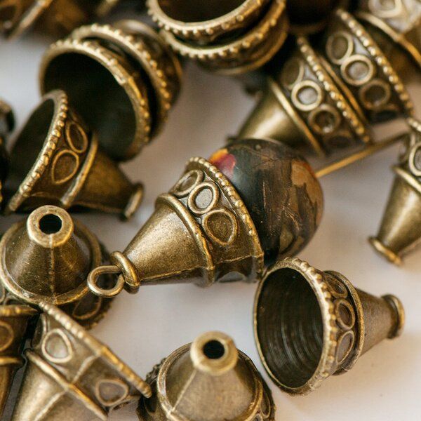 колпачок для бусин "бали", цвет античная бронза, 11x13х13 мм