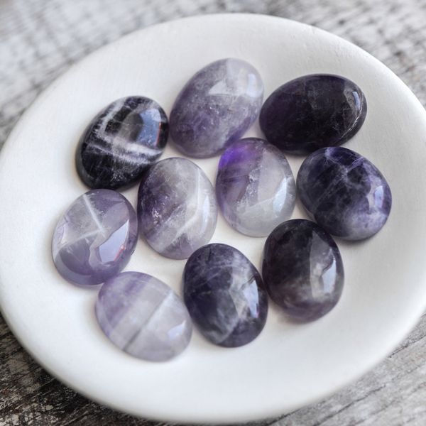 кабошон аметист овальный, цвет фиолетовый, 25x18 мм