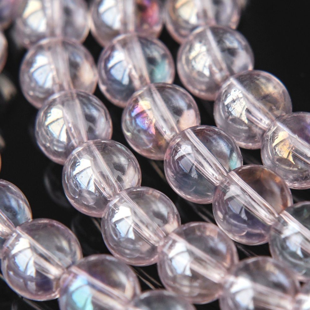 бусина, стекло 8, цвет розовый ав, 8 мм