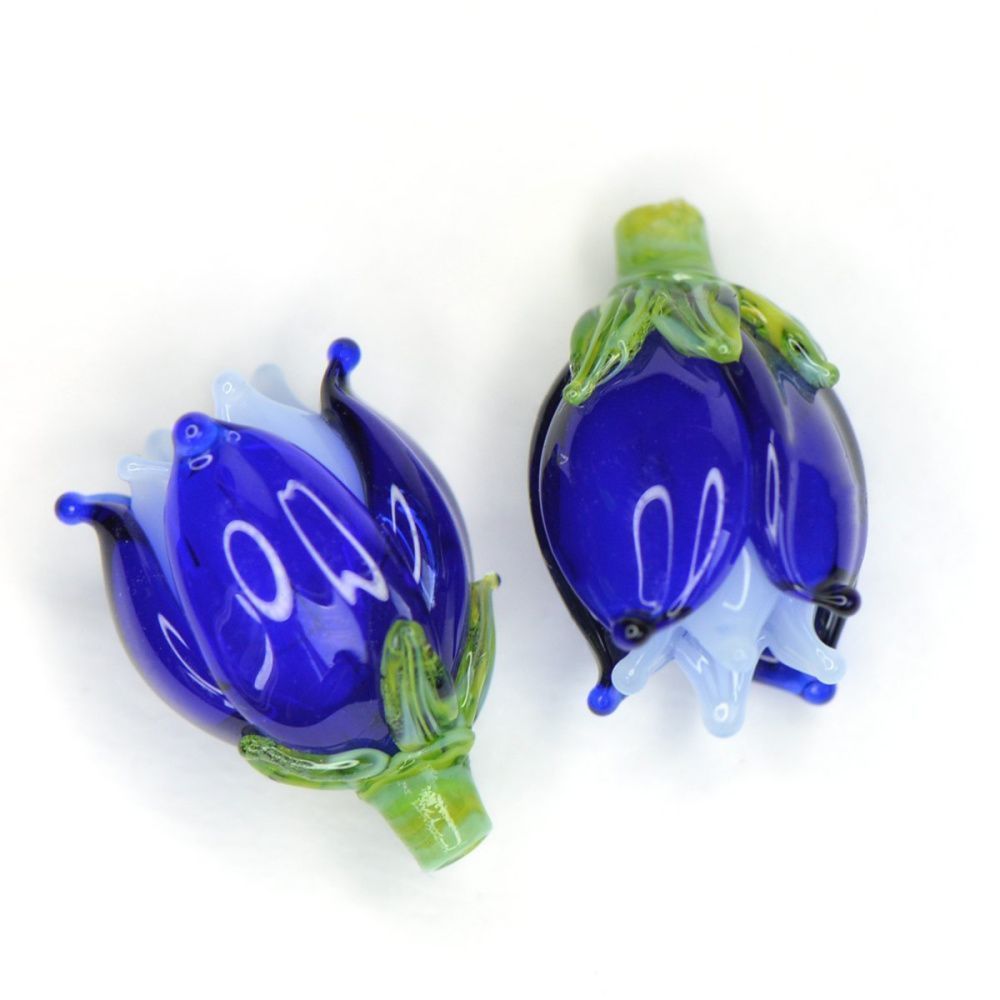 бусина, мурано "колокольчик", фигурная, темно-синий, 17х14 мм