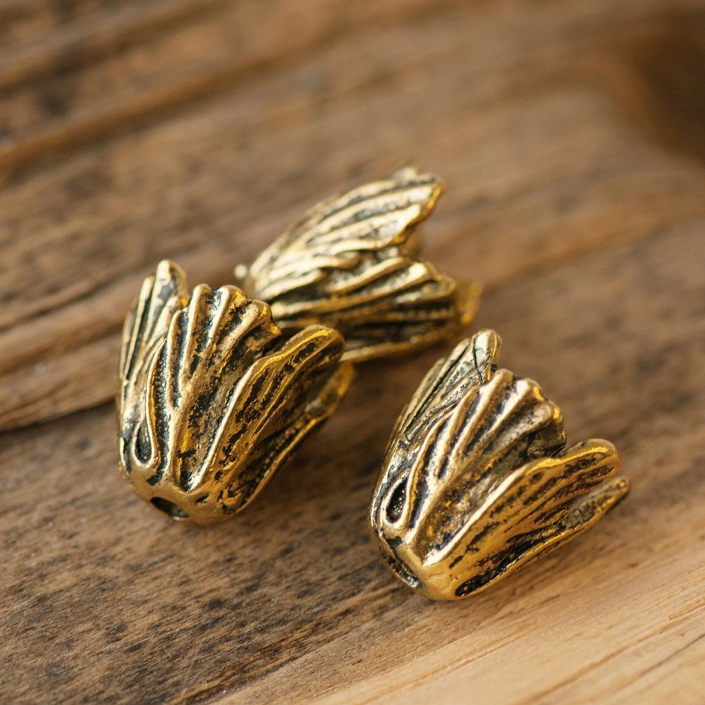 шапочка для бусин "тюльпан", цвет античное золото,  16x18x18 мм