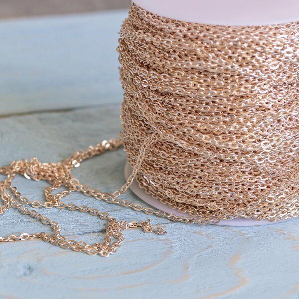 цепочка "овал", цвет розовое золото, звено 3х2х0,5 мм