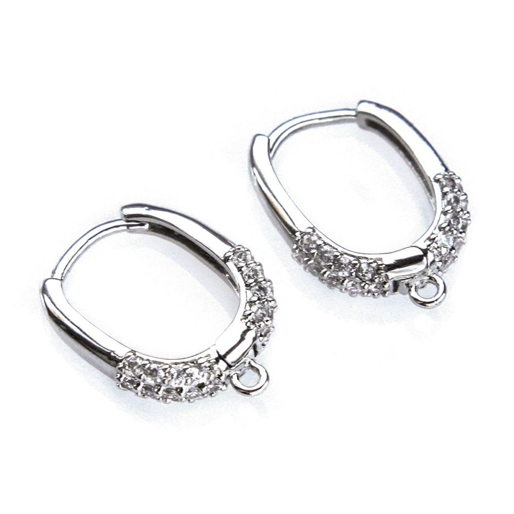 швензы "аделайн", с цирконием, цвет платина, 17x12.5x4 мм 